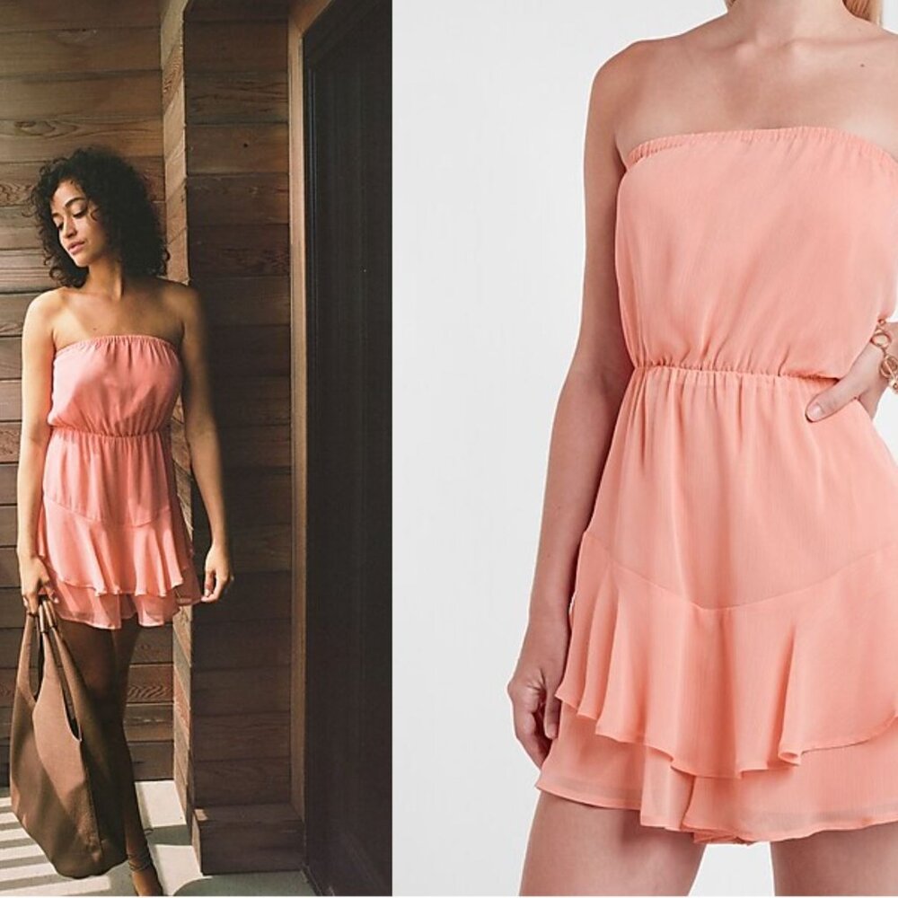 EXPRESS Strapless Ruffle Romper - Picture 2 of 2